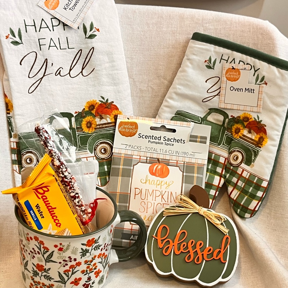Happy Fall Kitchen Set with Mug and Oven Mitts